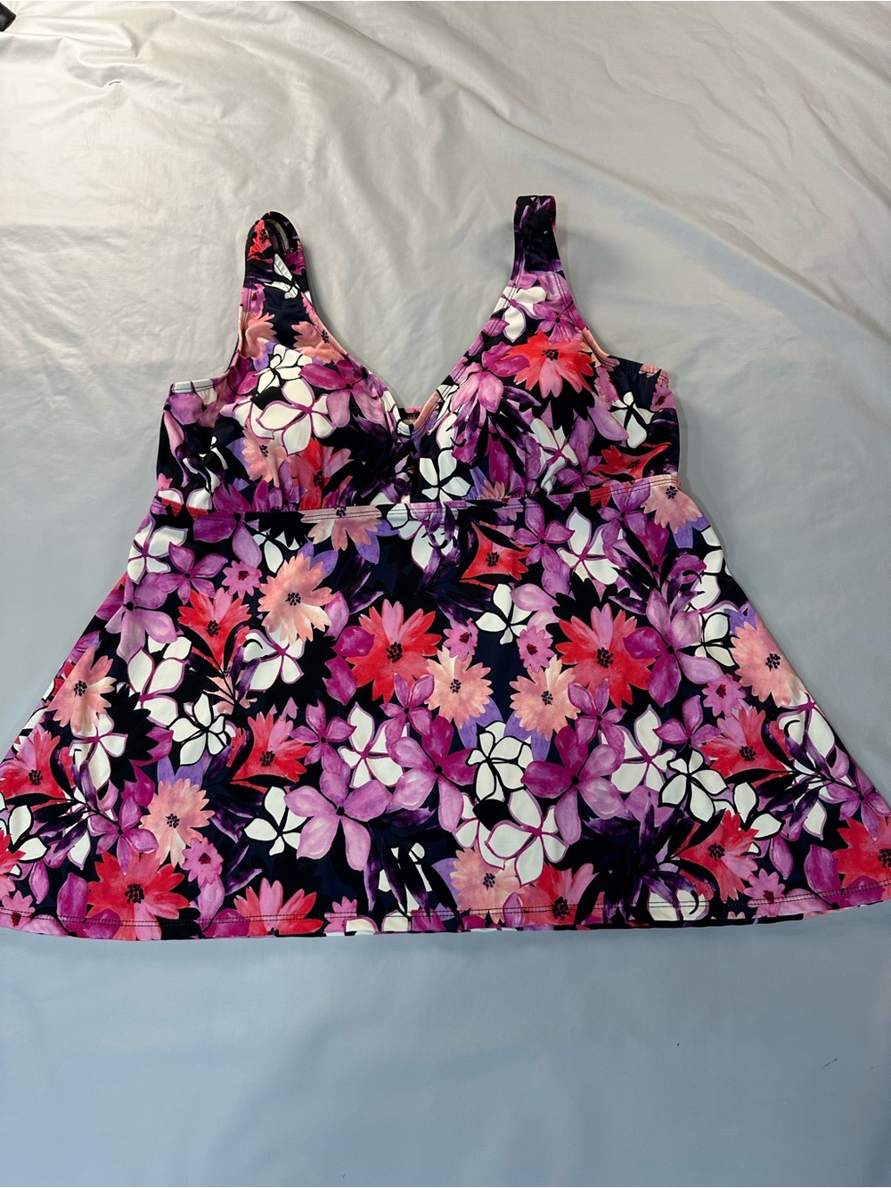 Swimsuits For All Pink Purple Floral One-Piece Swimdress